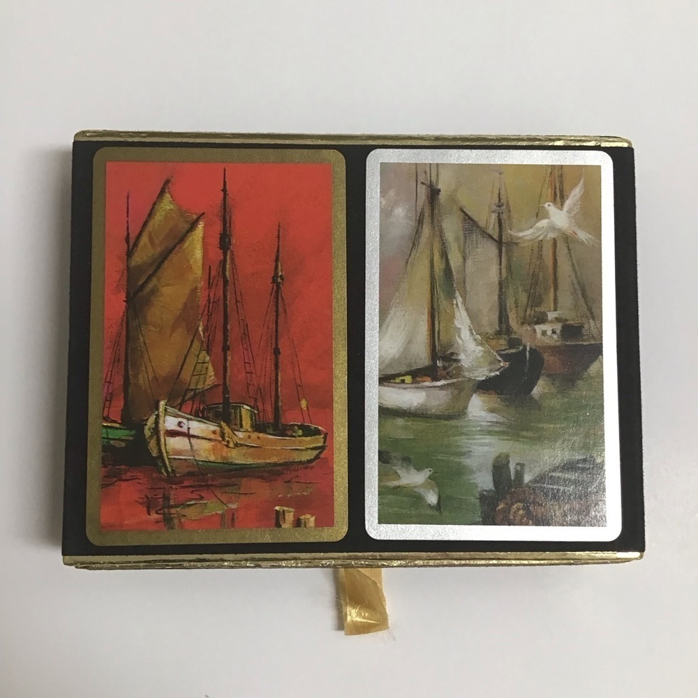Congress Mid Century Playing Cards 2 Deck SET Sailing Ships 1 SEALED Vintage EUC - Picture 11 of 13